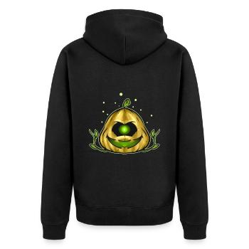 Green One Eyed Alien Pumpkin Green Halloween - Unisex Premium Organic Zip Hoodie - black - Back - Nico (187cm)