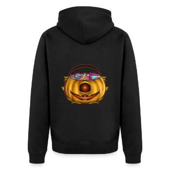 Sweets Bucket Scary One Eyed Pumpkin Collecting - Unisex Premium Organic Zip Hoodie - black - Back - Nico (187cm)