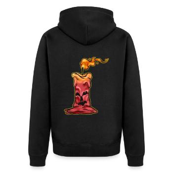 Old Jack O Lantern Candle Burning Down On - Unisex Premium Bio Zip Hoodie - Schwarz - Hinten - Nico (187cm)