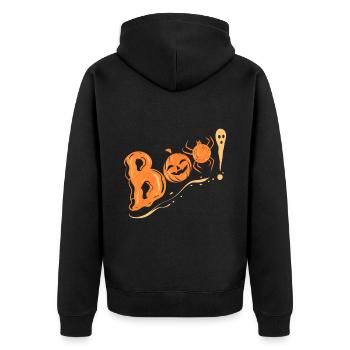Boo Pumpkin Spider Ghost Scary Halloween - Unisex Premium Bio Zip Hoodie - Schwarz - Hinten - Nico (187cm)