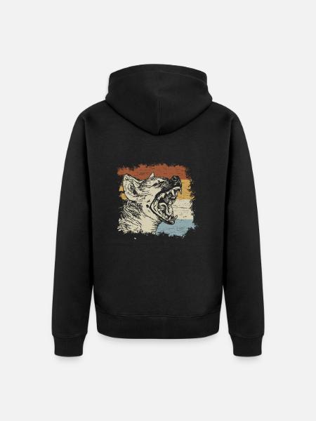 Retro Hyena - Unisex Premium Organic Zip Hoodie - black