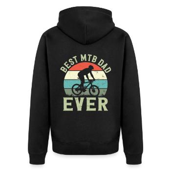 Enduro MTB Mountain Bike Riding - Unisex Premium Bio Zip Hoodie - Schwarz - Hinten - Nico (187cm)