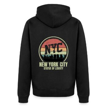 Retro Vintage New York City Statue of Liberty - Unisex Premium Organic Zip Hoodie - black - Back - Nico (187cm)