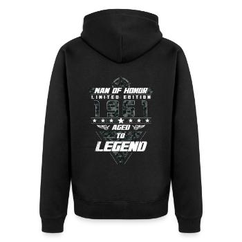 Man of Honor Year of Birth 1961 Camouflage Gift - Unisex Premium Organic Zip Hoodie - black - Back - Nico (187cm)