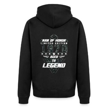 Man of Honor Year of Birth 1970 Camouflage Gift - Unisex Premium Organic Zip Hoodie - black - Back - Nico (187cm)