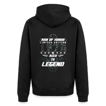 Man of Honor Year of Birth 1975 Camouflage Gift - Unisex Premium Organic Zip Hoodie - black - Back - Nico (187cm)