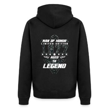 Man of Honor Year of Birth 1977 Camouflage Gift - Unisex Premium Organic Zip Hoodie - black - Back - Nico (187cm)