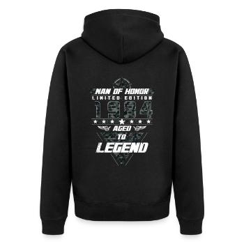 Man of Honor Year of Birth 1984 Camouflage Gift - Unisex Premium Organic Zip Hoodie - black - Back - Nico (187cm)