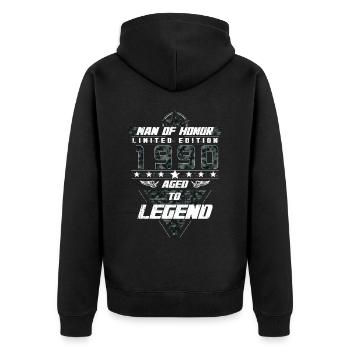 Man of Honor Geburtsjahr 1990 Camouflage Geschenk - Unisex Premium Bio Zip Hoodie - Schwarz - Hinten - Nico (187cm)