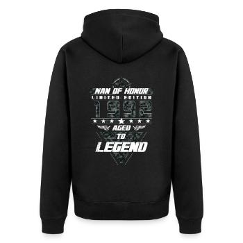 Man of Honor Geburtsjahr 1992 Camouflage Geschenk - Unisex Premium Bio Zip Hoodie - Schwarz - Hinten - Nico (187cm)