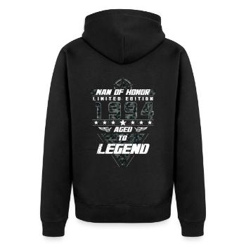 Man of Honor Geburtsjahr 1994 Camouflage Geschenk - Unisex Premium Bio Zip Hoodie - Schwarz - Hinten - Nico (187cm)