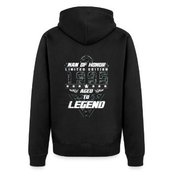 Man of Honor Geburtsjahr 1995 Camouflage Geschenk - Unisex Premium Bio Zip Hoodie - Schwarz - Hinten - Nico (187cm)