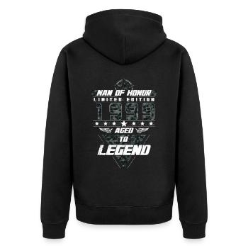 Man of Honor Geburtsjahr 1999 Camouflage Geschenk - Unisex Premium Bio Zip Hoodie - Schwarz - Hinten - Nico (187cm)