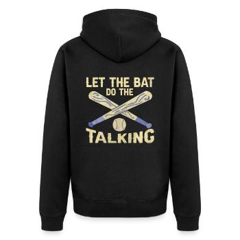 Let The Bat Do The Talking Baseball - Unisex Premium Bio Zip Hoodie - Schwarz - Hinten - Nico (187cm)