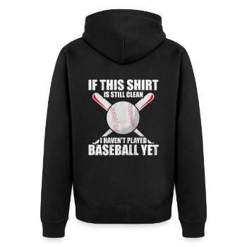 Shirt Is Still Clean I Haven't Played Baseball - Unisex Premium Bio Zip Hoodie - Schwarz - Hinten - Nico (187cm)