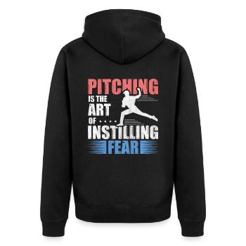 Pitching Is The Art of Instilling Fear Baseball - Unisex Premium Bio Zip Hoodie - Schwarz - Hinten - Nico (187cm)