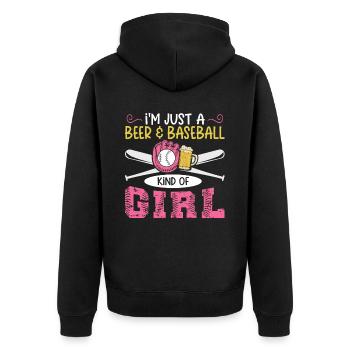 Je suis juste une bière et un baseball genre de fille de baseball - Veste à capuche bio Premium Unisexe - noir - Dos - Nico (187cm)