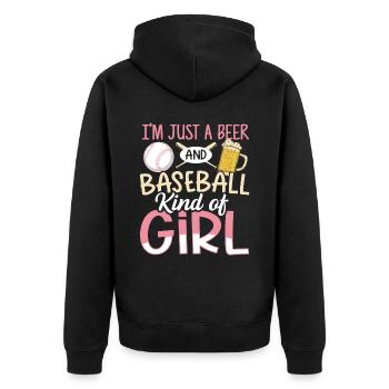 Je suis juste une bière et un baseball genre de fille de baseball - Veste à capuche bio Premium Unisexe - noir - Dos - Nico (187cm)