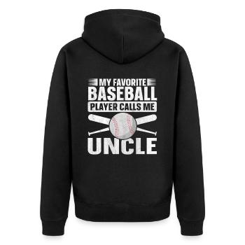 My Favorite Baseball Player Calls Me Uncle - Unisex Premium Organic Zip Hoodie - black - Back - Nico (187cm)