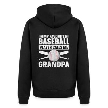 Mon joueur de baseball préféré m’appelle grand-père - Veste à capuche bio Premium Unisexe - noir - Dos - Nico (187cm)