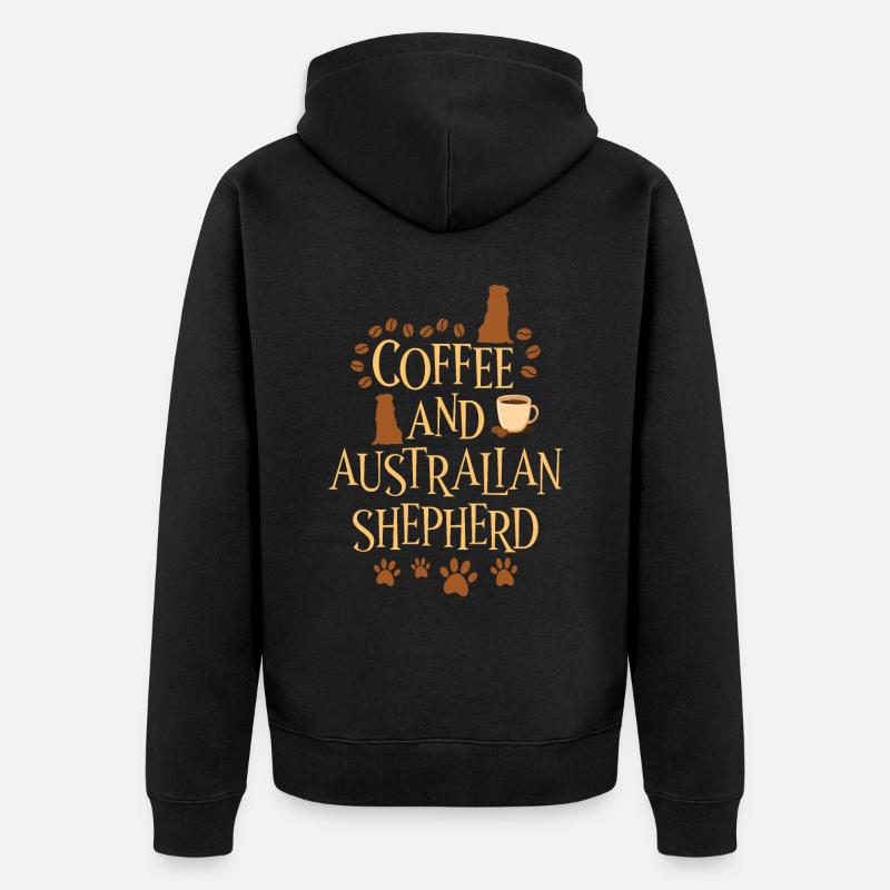 Café et berger australien - Veste à capuche bio Premium Unisexe - noir