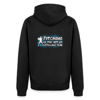 Pitching Is The Art of Instilling Fear Baseball - Unisex Premium Bio Zip Hoodie - Schwarz - Hinten - Nico (187cm)