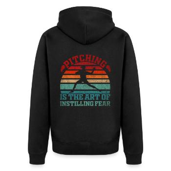 Pitching Is The Art of Instilling Fear Baseball - Unisex Premium Bio Zip Hoodie - Schwarz - Hinten - Nico (187cm)