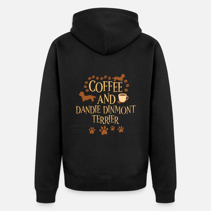 Café et Dandie Dinmont Terrier - Veste à capuche bio Premium Unisexe - noir
