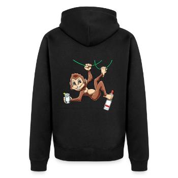 Lustiger Affe mit Korn Schimpanse - Unisex Premium Bio Zip Hoodie - Schwarz - Hinten - Nico (187cm)