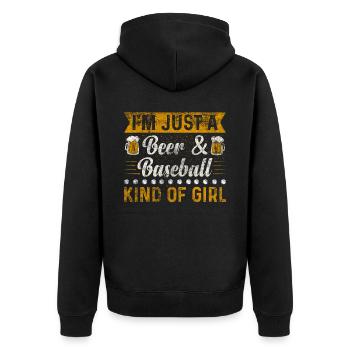 Je suis juste une bière et un baseball genre de fille de baseball - Veste à capuche bio Premium Unisexe - noir - Dos - Nico (187cm)