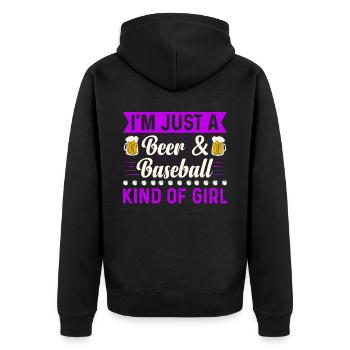 Je suis juste une bière et un baseball genre de fille de baseball - Veste à capuche bio Premium Unisexe - noir - Dos - Nico (187cm)