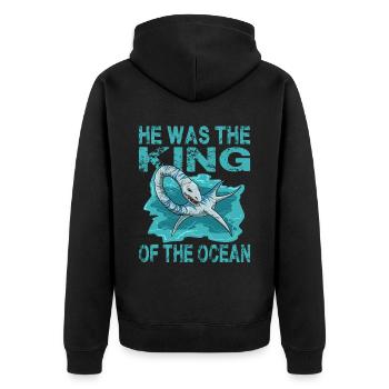 Velociraptor für einen Dino Fan und Dinosaurier - Unisex Premium Bio Zip Hoodie - Schwarz - Hinten - Nico (187cm)
