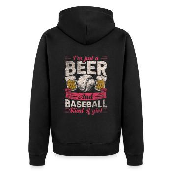 Je suis juste une bière et un baseball genre de fille de baseball - Veste à capuche bio Premium Unisexe - noir - Dos - Nico (187cm)