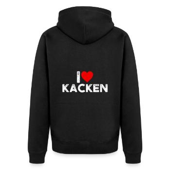 I love kacken - Unisex Premium Bio Zip Hoodie - Schwarz - Hinten - Nico (187cm)