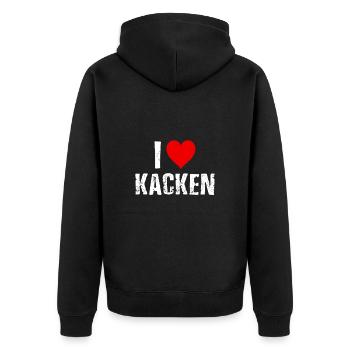 I love kacken - Unisex Premium Bio Zip Hoodie - Schwarz - Hinten - Nico (187cm)
