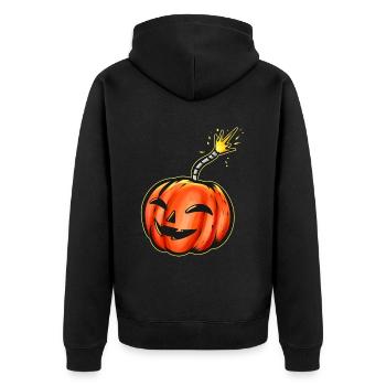 Bombe de citrouille effrayante avec fusible enflammé Halloween - Veste à capuche bio Premium Unisexe - noir - Dos - Nico (187cm)