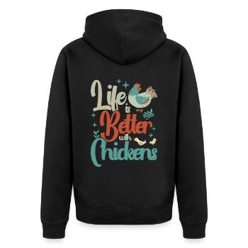 Poulet Coq Poulet Agriculteur Poule Volaille Coq - Veste à capuche bio Premium Unisexe - noir - Dos - Nico (187cm)