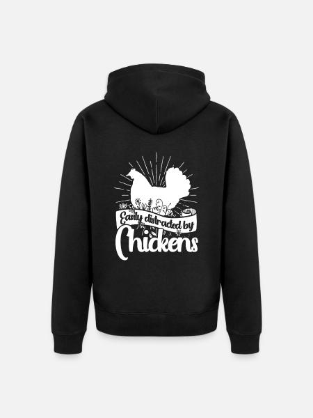 Gallo de pollo Granjero de pollo Gallina Gallina Gallo de aves de corral - Chaqueta con capucha prémium ecológica unisex - negro