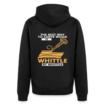 Der beste Weg, um das Holz zu schnitzen, ist Whittle by - Unisex Premium Bio Zip Hoodie - Schwarz - Hinten - Nico (187cm)