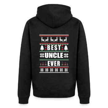 Funny Ugly Christmas Best Uncle Ever - Unisex Premium Bio Zip Hoodie - Schwarz - Hinten - Nico (187cm)