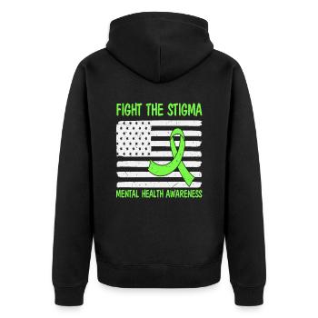 Combattre la stigmatisation Sensibilisation à la santé mentale Drapeau des États-Unis - Veste à capuche bio Premium Unisexe - noir - Dos - Nico (187cm)
