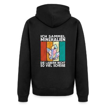 Mineralien Edelsteine sammeln Sammler Retro Spruch - Unisex Premium Bio Zip Hoodie - Schwarz - Hinten - Nico (187cm)