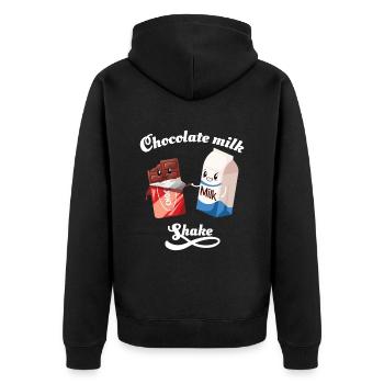 Chokolate Milkshake Milchshake - Unisex Premium Bio Zip Hoodie - Schwarz - Hinten - Nico (187cm)