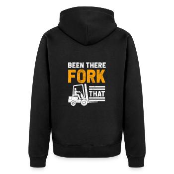 Staplerfahrer Gabelstabler Fahrer Lager Lagerist - Unisex Premium Bio Zip Hoodie - Schwarz - Hinten - Nico (187cm)