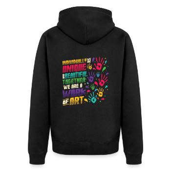Ensemble, nous sommes une œuvre d’art, enseignante préscolaire - Veste à capuche bio Premium Unisexe - noir - Dos - Nico (187cm)