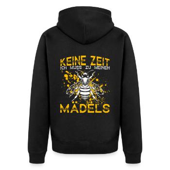 Imker Bienen - Keine Zeit ich muss zu meinen Mädel - Unisex Premium Bio Zip Hoodie - Schwarz - Hinten - Nico (187cm)