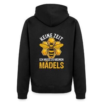 Imker Spruch - Keine Zeit ich muss zu meinen Mädel - Unisex Premium Bio Zip Hoodie - Schwarz - Hinten - Nico (187cm)