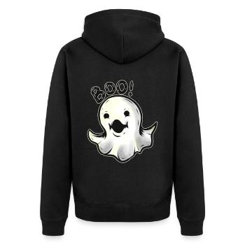 Mignon Kawaii mais effrayant Ghost Boo à Halloween - Veste à capuche bio Premium Unisexe - noir - Dos - Nico (187cm)
