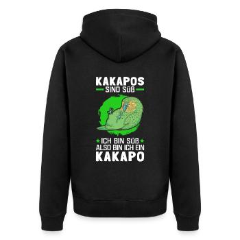 Kakapo sind süß flugunfähiger Papagei - Unisex Premium Bio Zip Hoodie - Schwarz - Hinten - Nico (187cm)