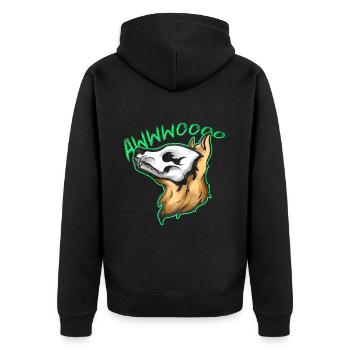 Skull Wolf Wereweolf Howling On Halloween - Unisex Premium Bio Zip Hoodie - Schwarz - Hinten - Nico (187cm)